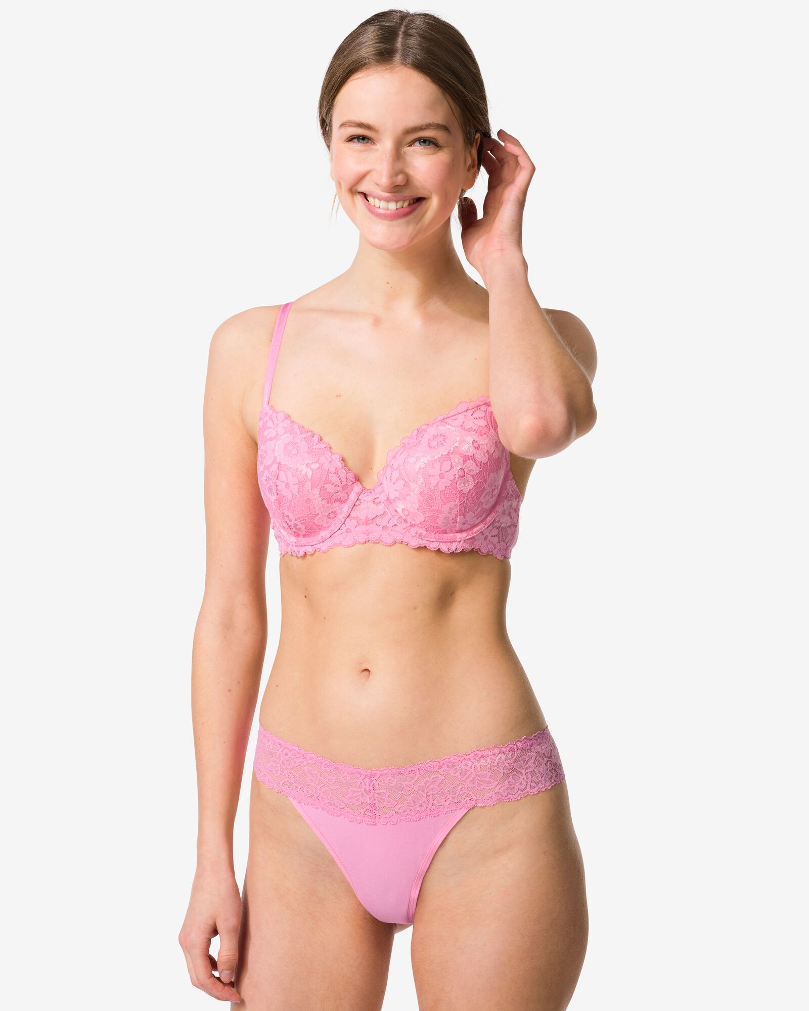 string femme coton et dentelle rose rose - 19601954PINK - HEMA