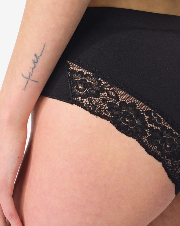 culotte hipster femme sans coutures microfibre avec dentelle noir noir - 19620986BLACK - HEMA