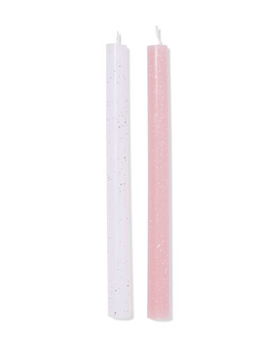 bougies de table ⌀2,2x25cm moucheture vert-rose - 2 pi&egrave;ces - 13506153 - HEMA