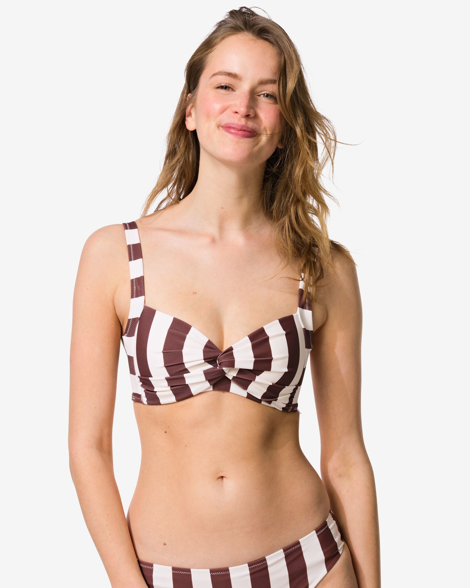 Damen-Bikinioberteil Anette mit Blockstreifen braun - 22360470BROWN - HEMA