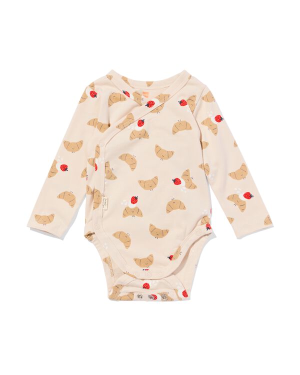 newborn meegroei overslag body ecru ecru - 33447320ECRU - HEMA