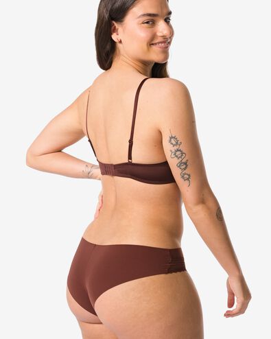 slip br&eacute;silien femme microfibre avec dentelle marron fonc&eacute; - 19641445DARKBROWN - HEMA