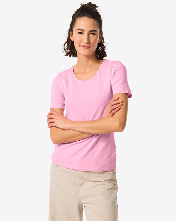 Basic-Damen-T-Shirt rosa rosa - 36354070PINK - HEMA