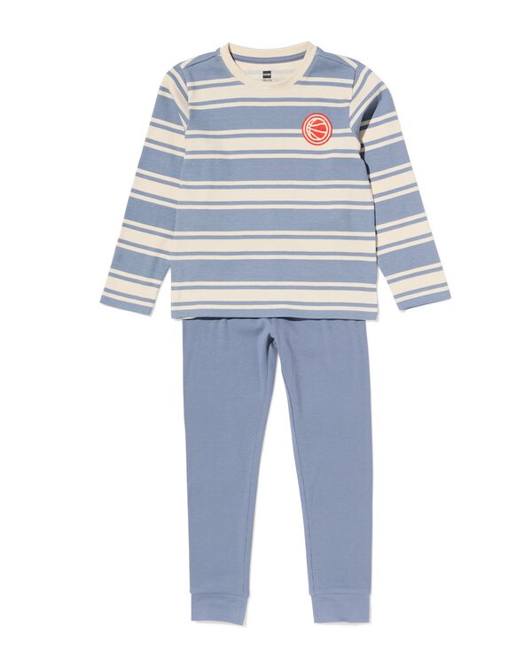 kinderpyjama rib strepen blauw blauw - 23001050BLUE - HEMA