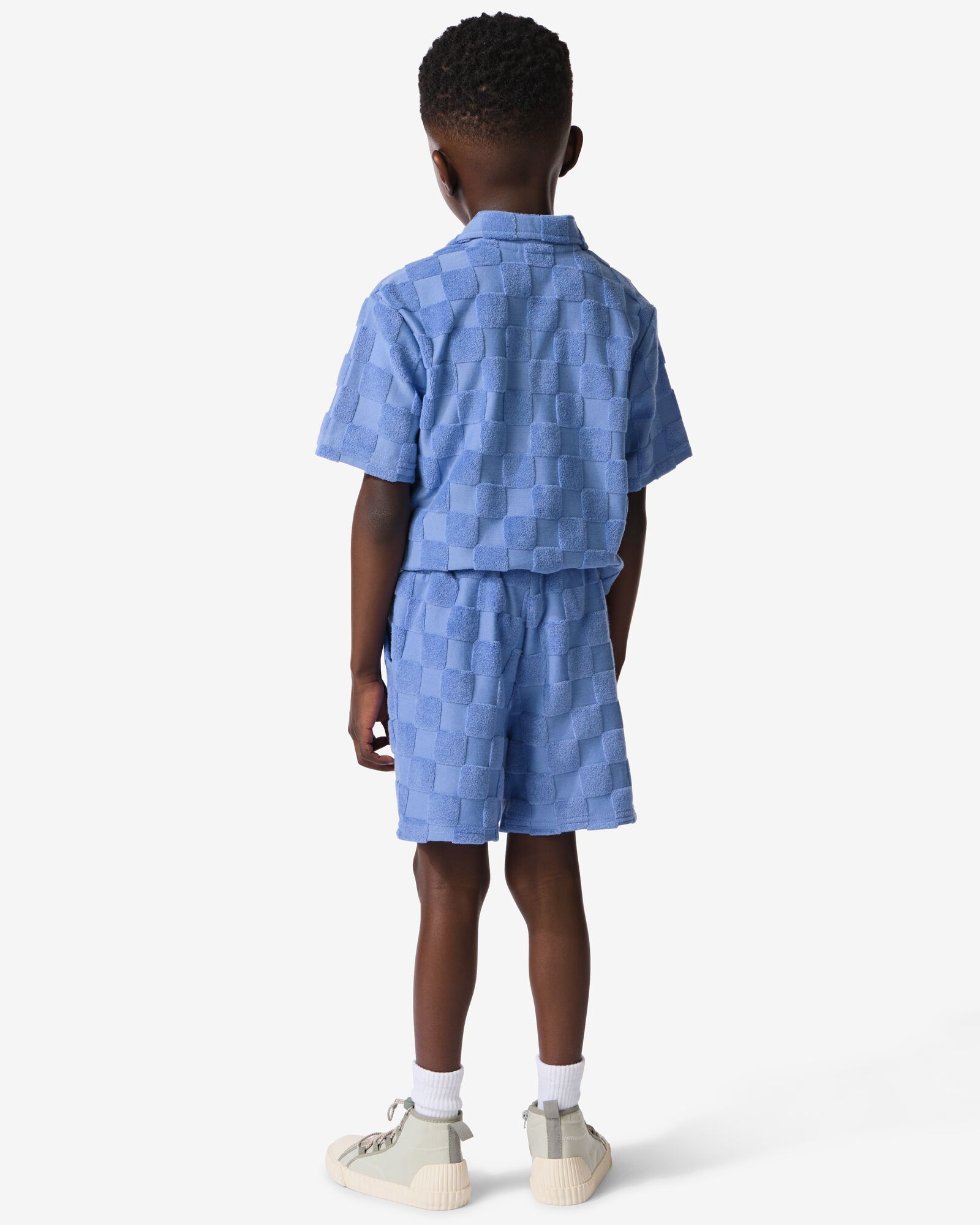 short enfant coupe classique tissu &eacute;ponge motifs &agrave; blocs bleu bleu - 30719708BLUE - HEMA
