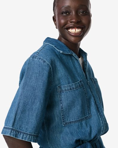damesjumpsuit Suzy denim middenblauw middenblauw - 36206970MIDBLUE - HEMA