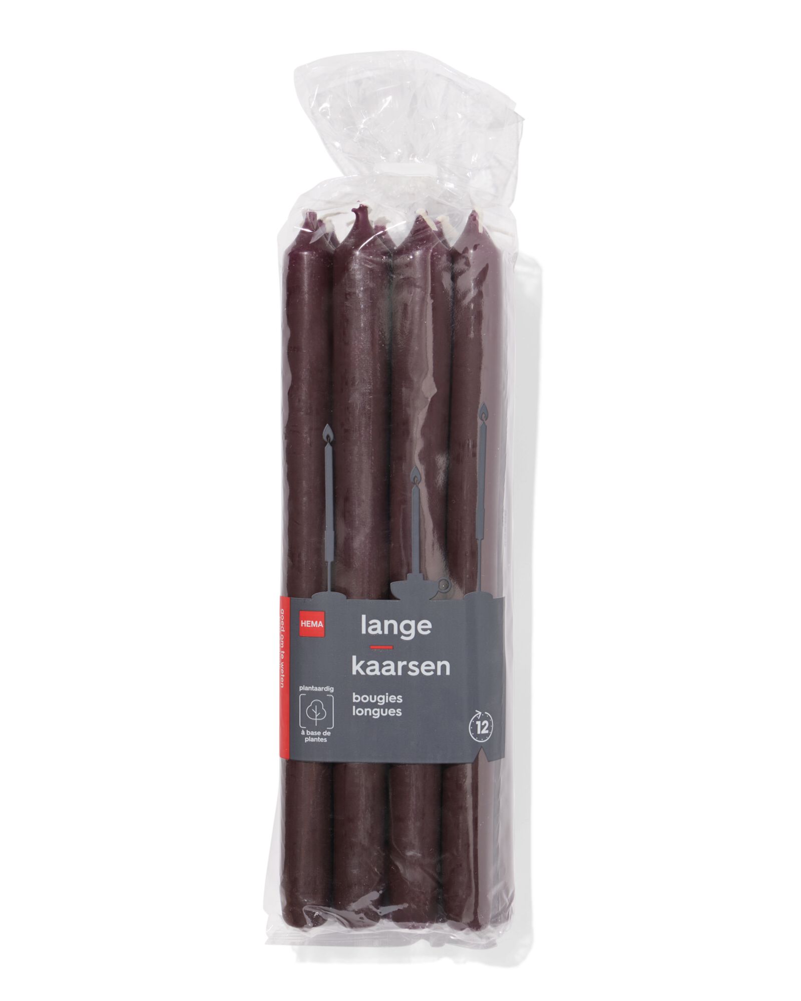 12 bougies longues &Oslash;2.2x29&nbsp; marron fonc&eacute; 2,2 x 29 - 13504055 - HEMA