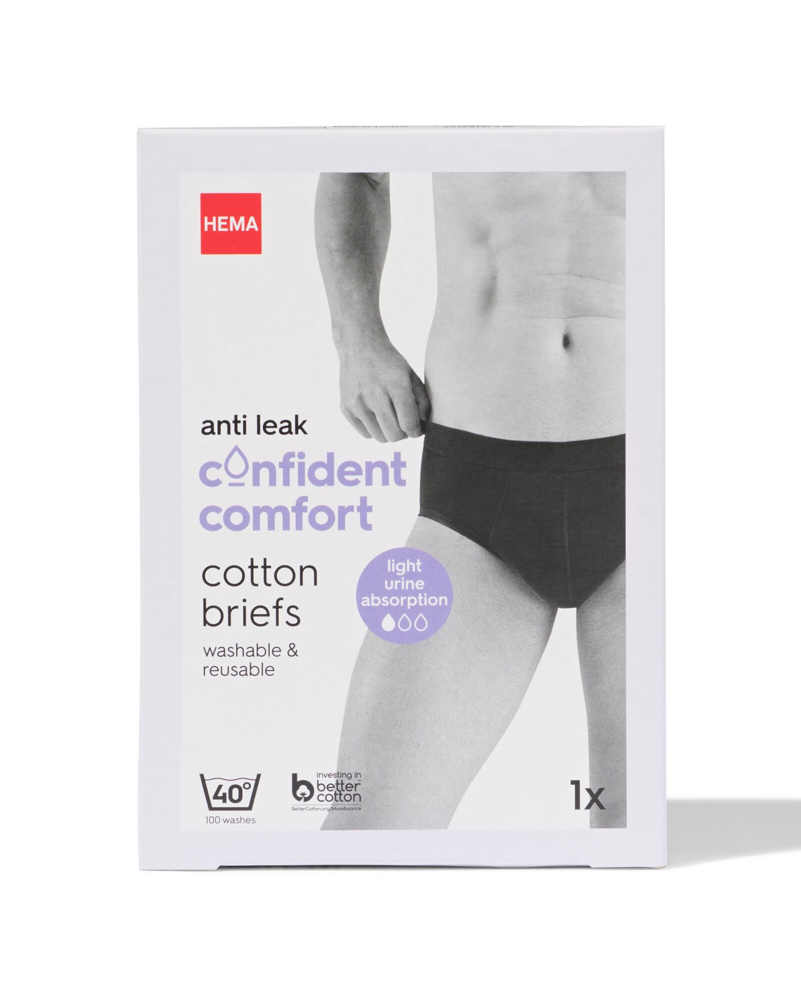 slip &eacute;tanche coton court pour fuites urinaires l&eacute;g&egrave;res noir noir - 19170330BLACK - HEMA