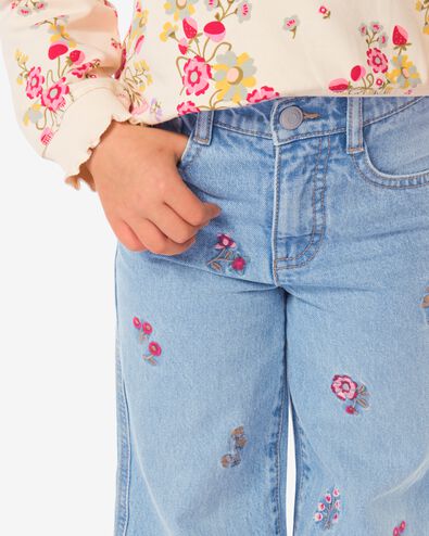 jean enfant large fleurs bleu clair bleu clair - 30836453LIGHTBLUE - HEMA