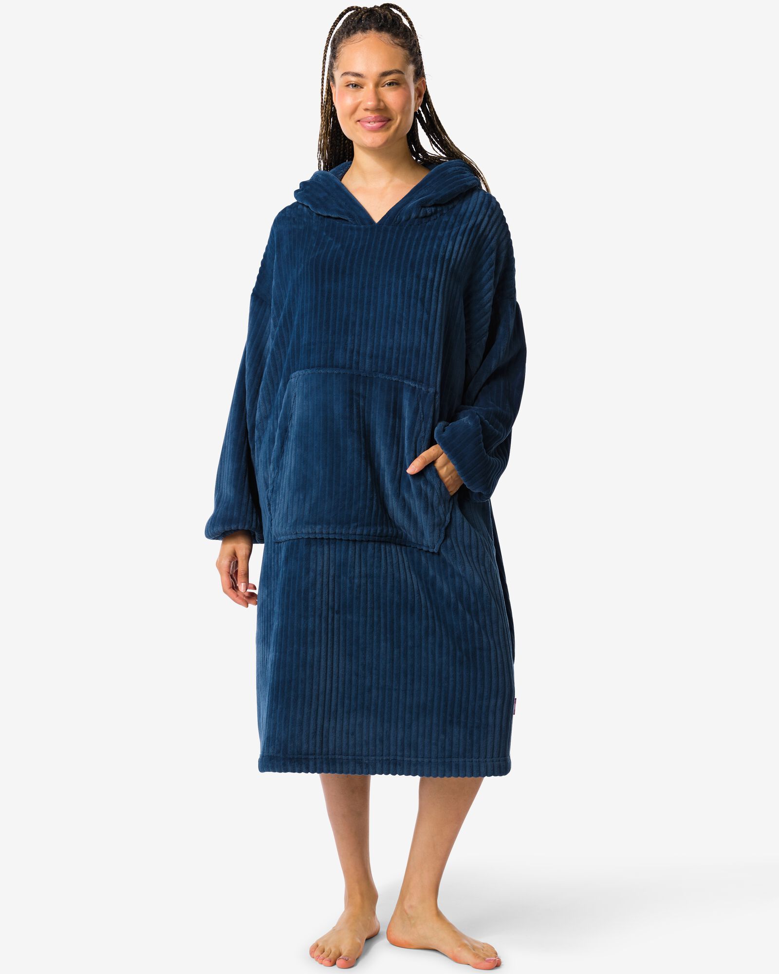 Damen-Kuschelhoodie aus Fleeceripp in Blau - 61140500 - HEMA