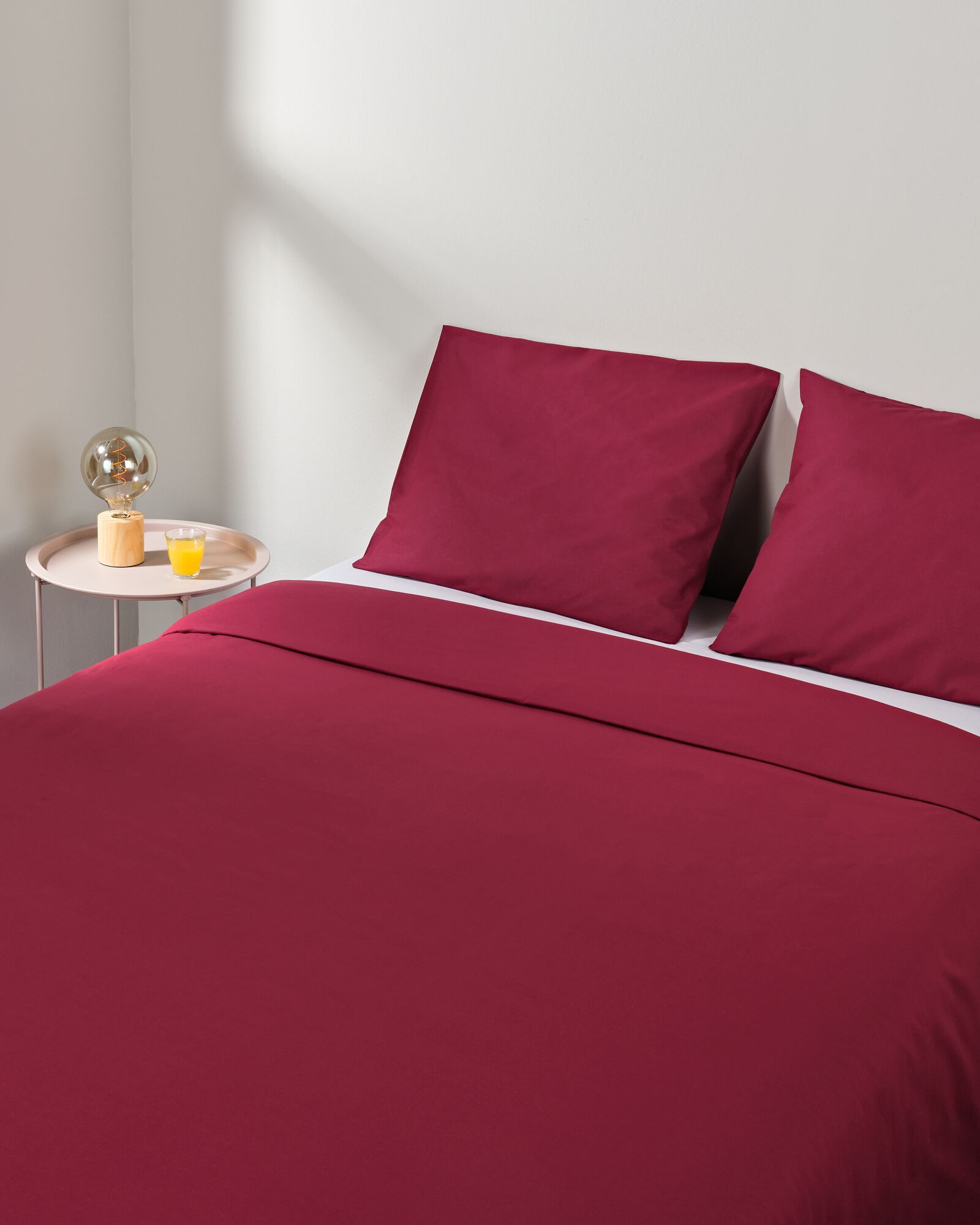 housse de couette 200x200/220 coton doux rouge - 5750177 - HEMA
