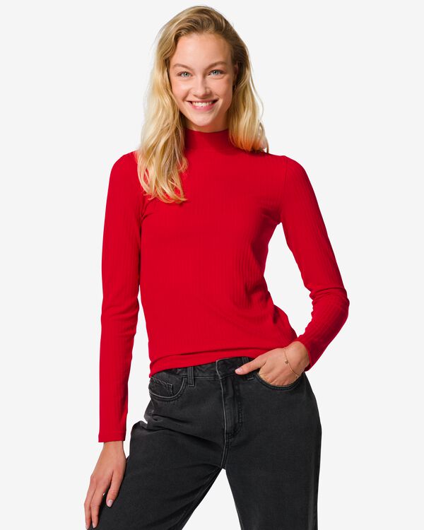 t-shirt femme Chelsea côtelé rouge rouge - 36233640RED - HEMA