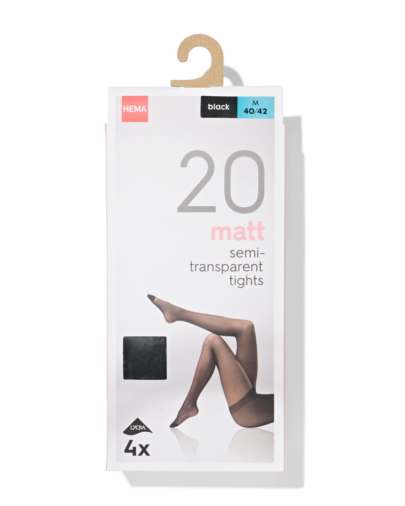 4-pak mat pantys 20 denier zwart zwart - 1000000741 - HEMA