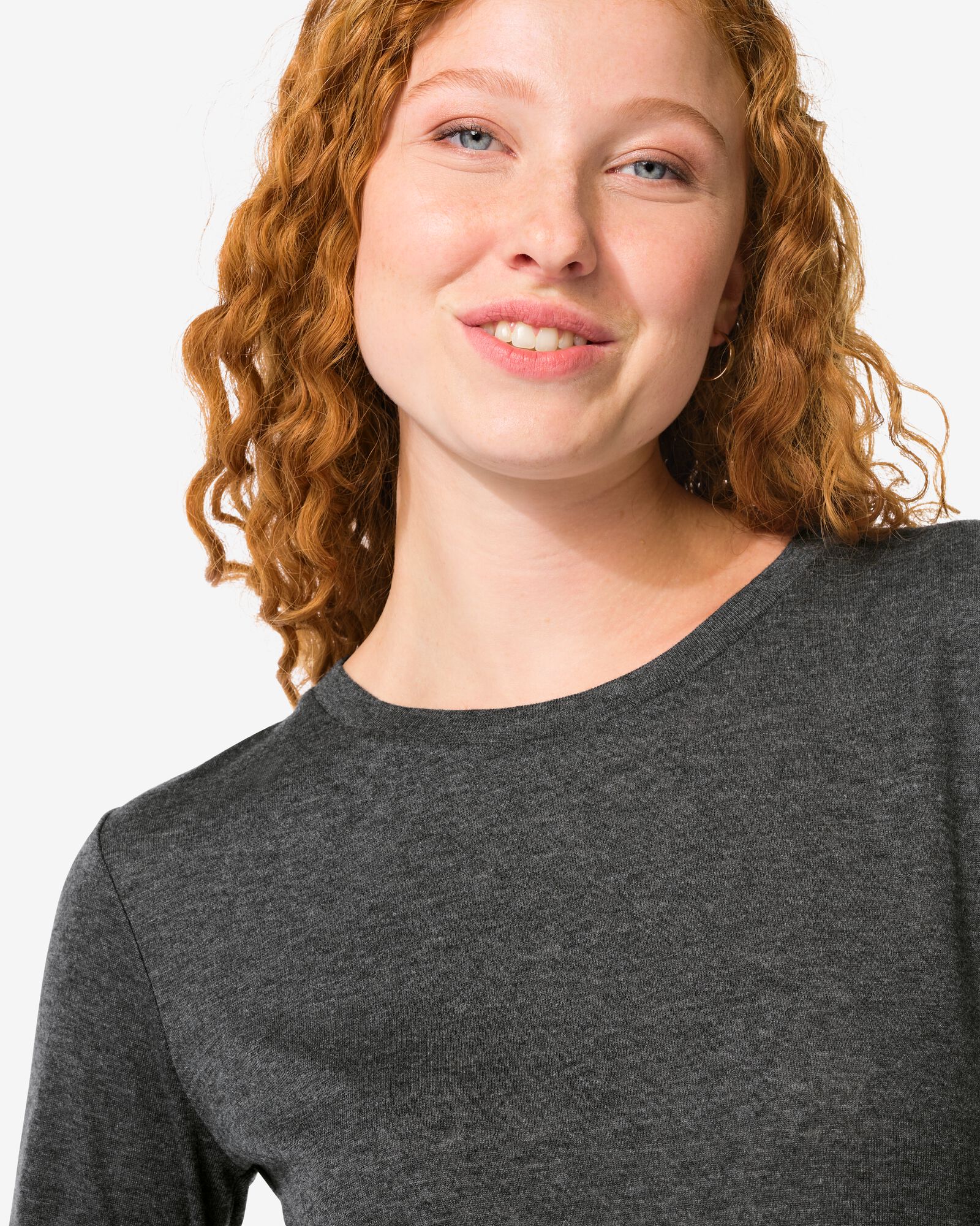 dames T-shirt Lora donkergrijs - 36204560DARKGREY - HEMA