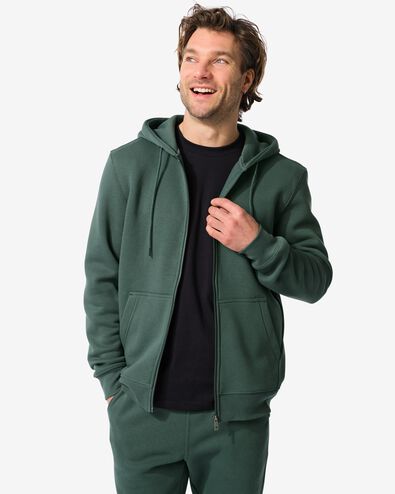 Herren-Hoodie mit Rei&szlig;verschluss dunkelgr&uuml;n - 2140270DARKGREEN - HEMA