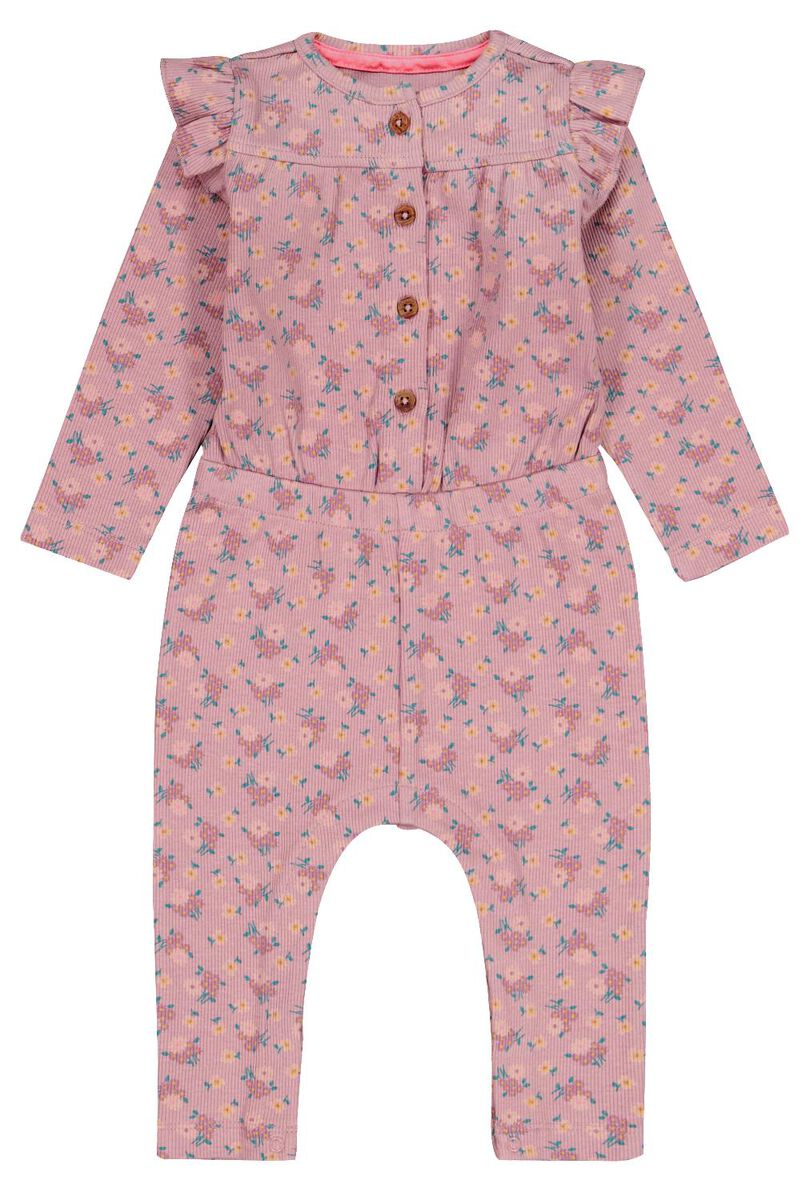 Baby-Jumpsuit, gerippt, Blumen helllila helllila - 1000028602 - HEMA