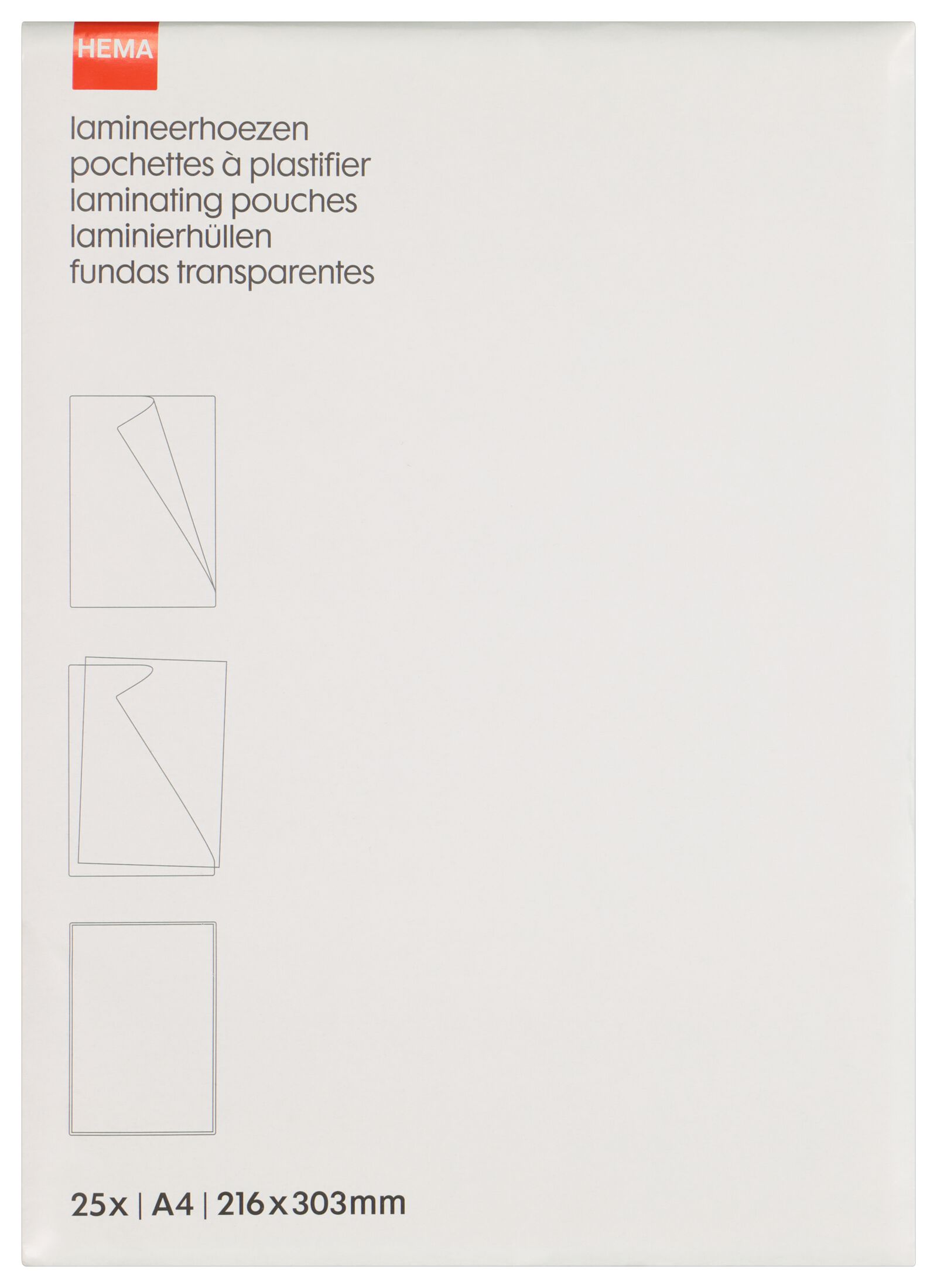 25 housses &agrave; plastifier 80 microns 21.6x30.3 - 38370010 - HEMA