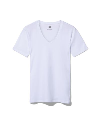 Herren-T-Shirt, Slim Fit, tiefer V-Ausschnitt weiß L - 34292743 - HEMA