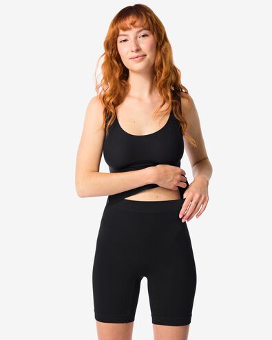 licht corrigerende biker bamboe hoge taille zwart - 1000019522 - HEMA
