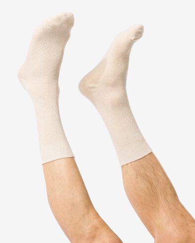 heren sokken met katoen textuur beige 39/42 - 4152636 - HEMA