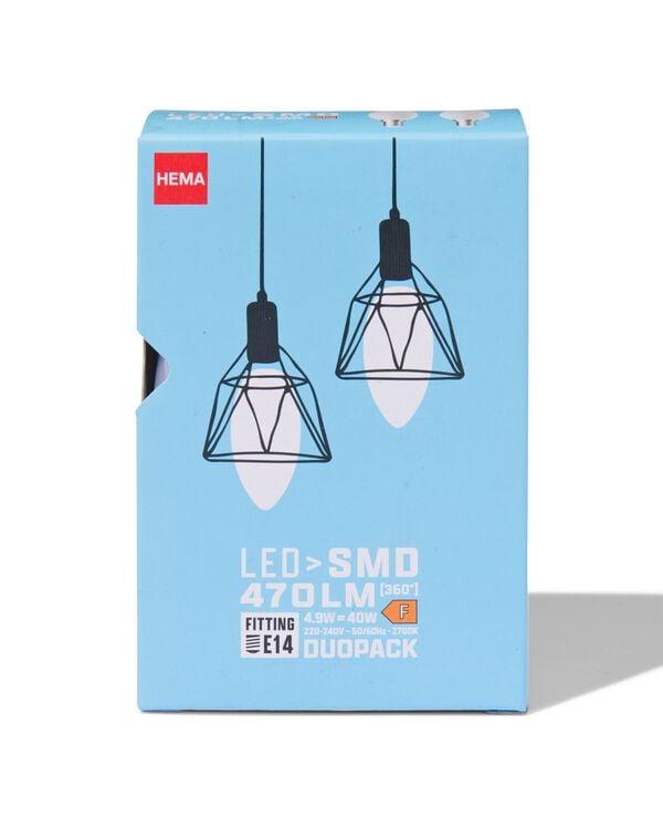 led kaars smd E14 2.9W 470lm - 2 stuks - 20000052 - HEMA