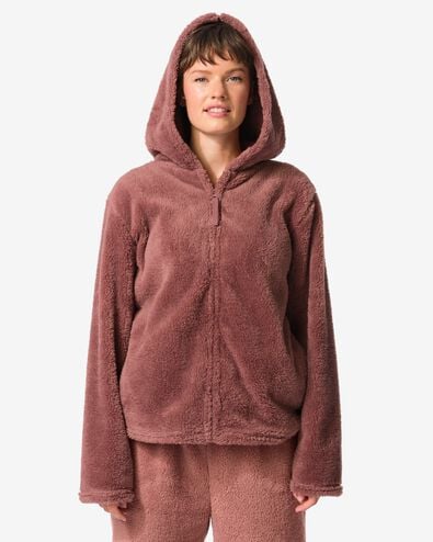 Damenstrickjacke Teddy mittelbraun mittelbraun - 23408050MIDBROWN - HEMA