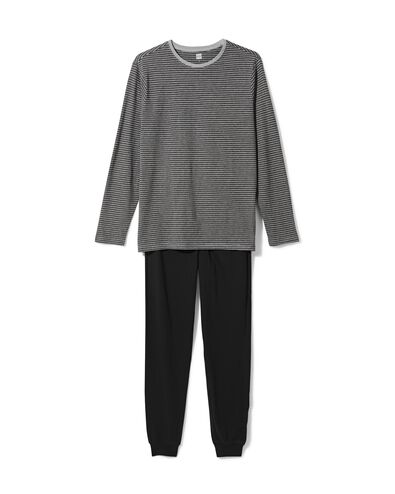 Herrenpyjama, gestreift schwarz schwarz - 23600340BLACK - HEMA