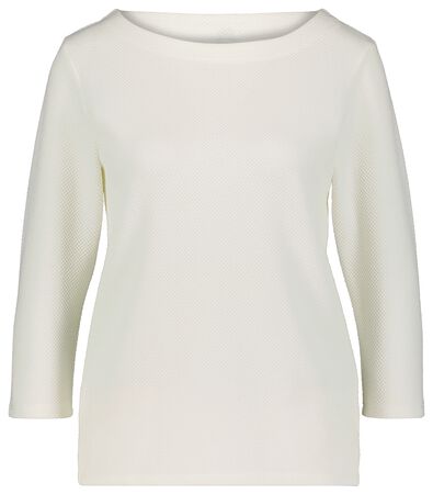 t-shirt femme relief blanc cassé M - 36289658 - HEMA