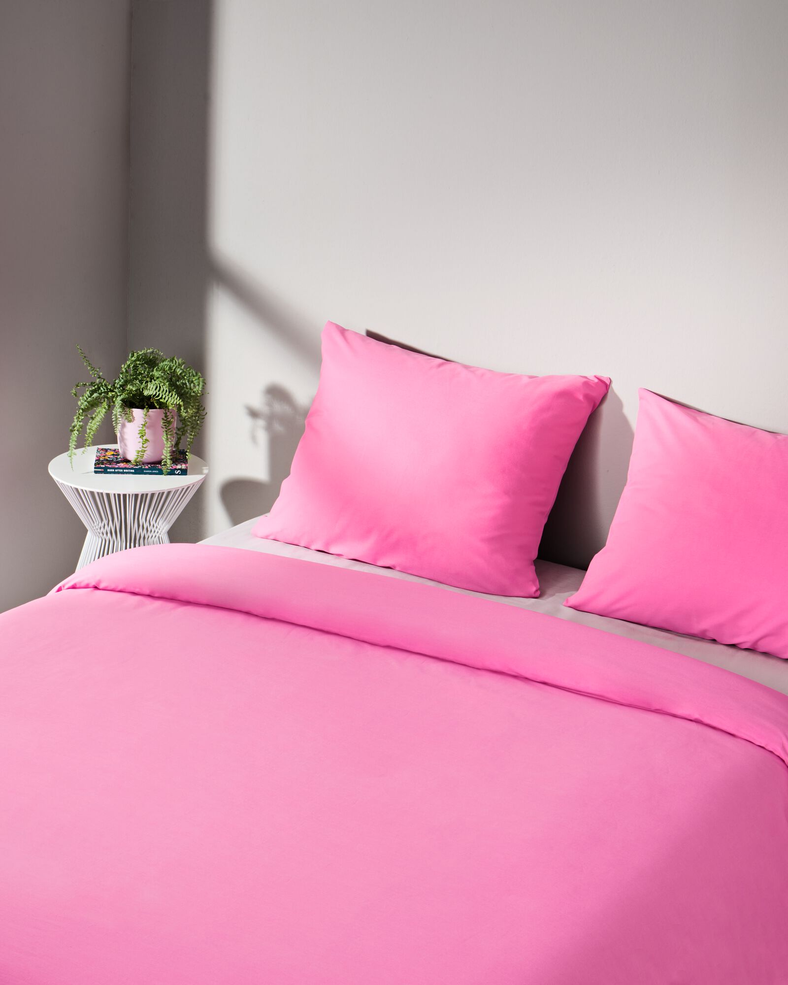 housse de couette 200x200/220cm coton doux rose vif - 5750074 - HEMA