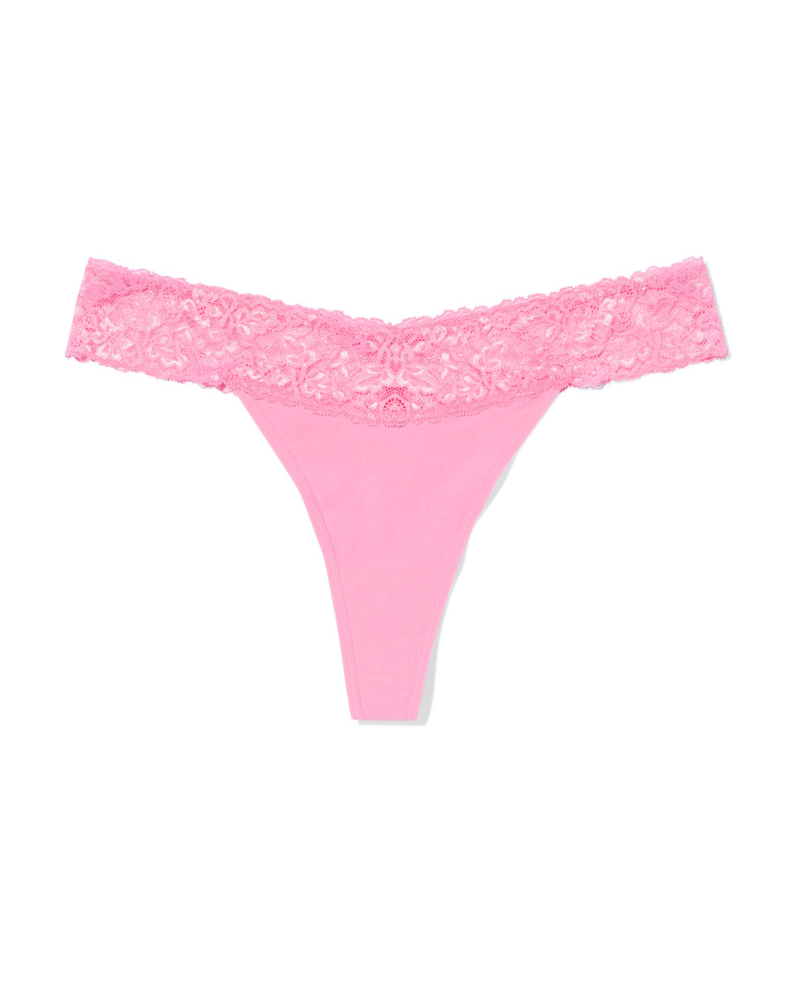 damesstring katoen met kant roze roze - 19601954PINK - HEMA