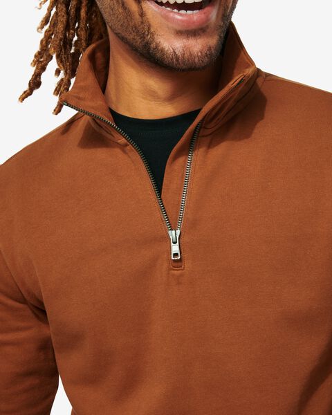 Herren-Sweatshirt mit Reißverschluss braun - 1000029201 - HEMA