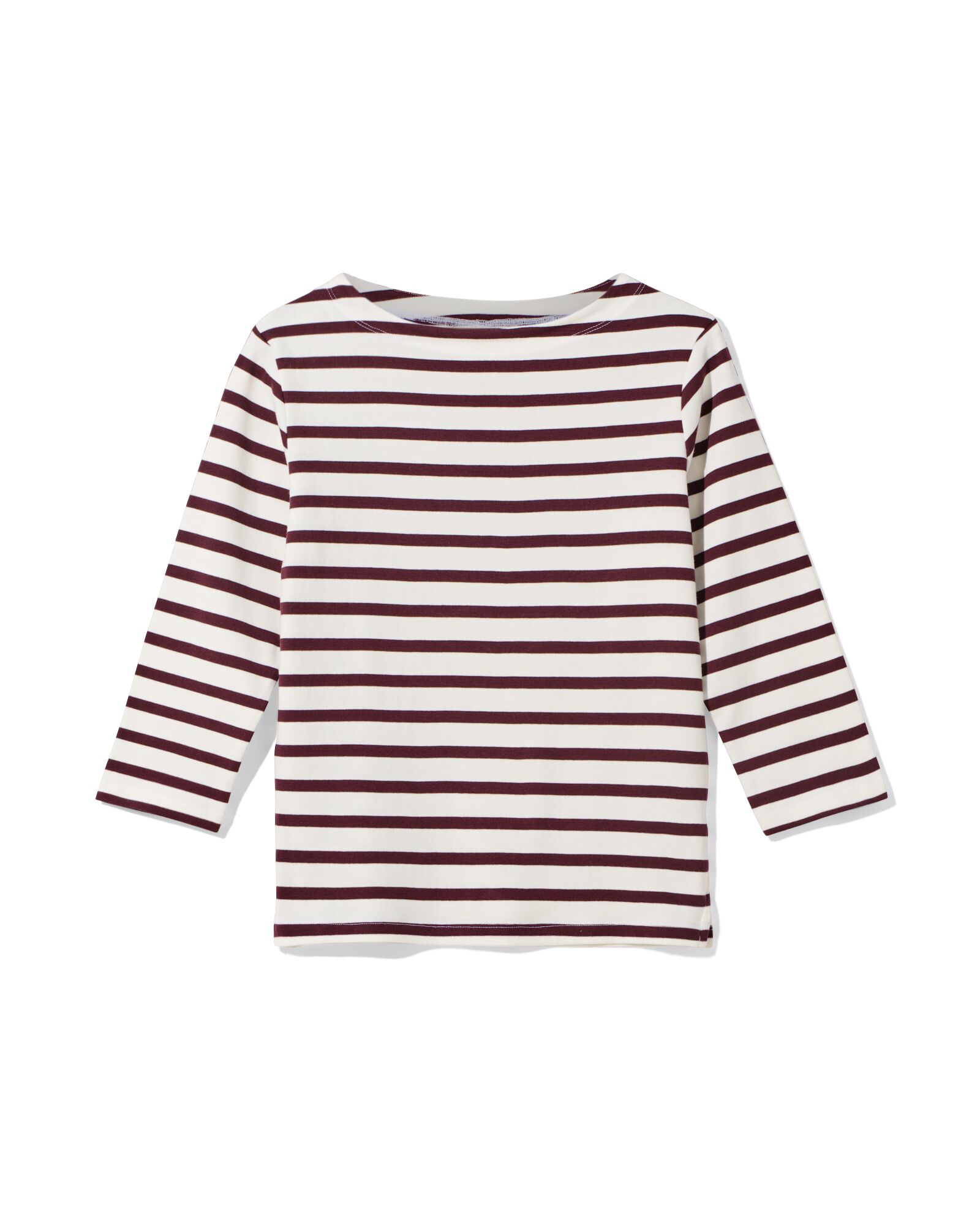 dames T-shirt Cara jersey strepen bordeauxrood bordeauxrood - 36302130BURGUNDYRED - HEMA