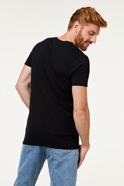 Herren-T-Shirt, Slim Fit, V-Ausschnitt , extralang schwarz XL - 34276876 - HEMA
