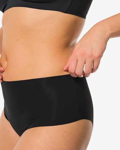 slip femme taille haute microfibre c&ocirc;tel&eacute; confort ultime noir - 19668104BLACK - HEMA