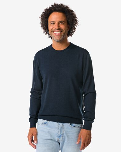 Herrenpullover Nyck, Merinowolle dunkelblau - 2129920DARKBLUE - HEMA