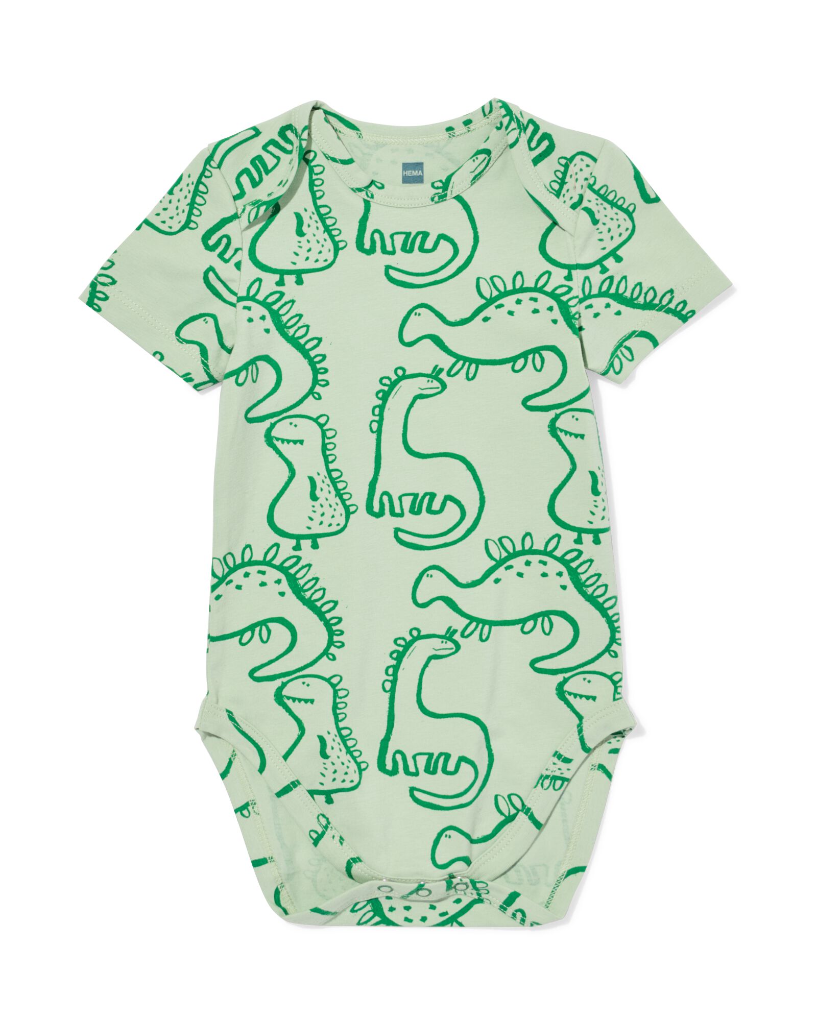 body katoen met stretch dino groen - 33387240GREEN - HEMA