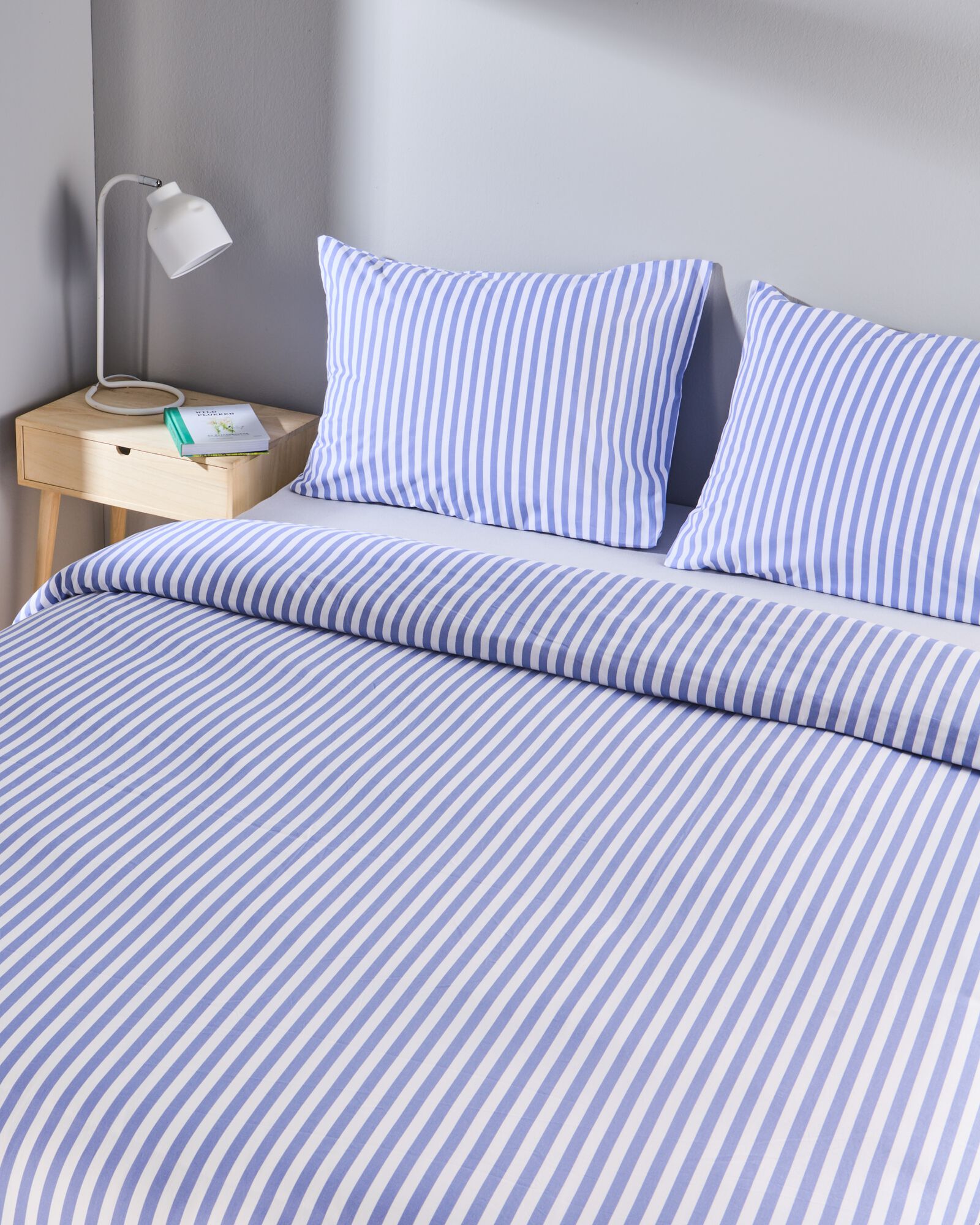 Bettbezug 200x200/220 cm weiche Baumwolle, Streifen, lavendelfarben  - 5760129 - HEMA