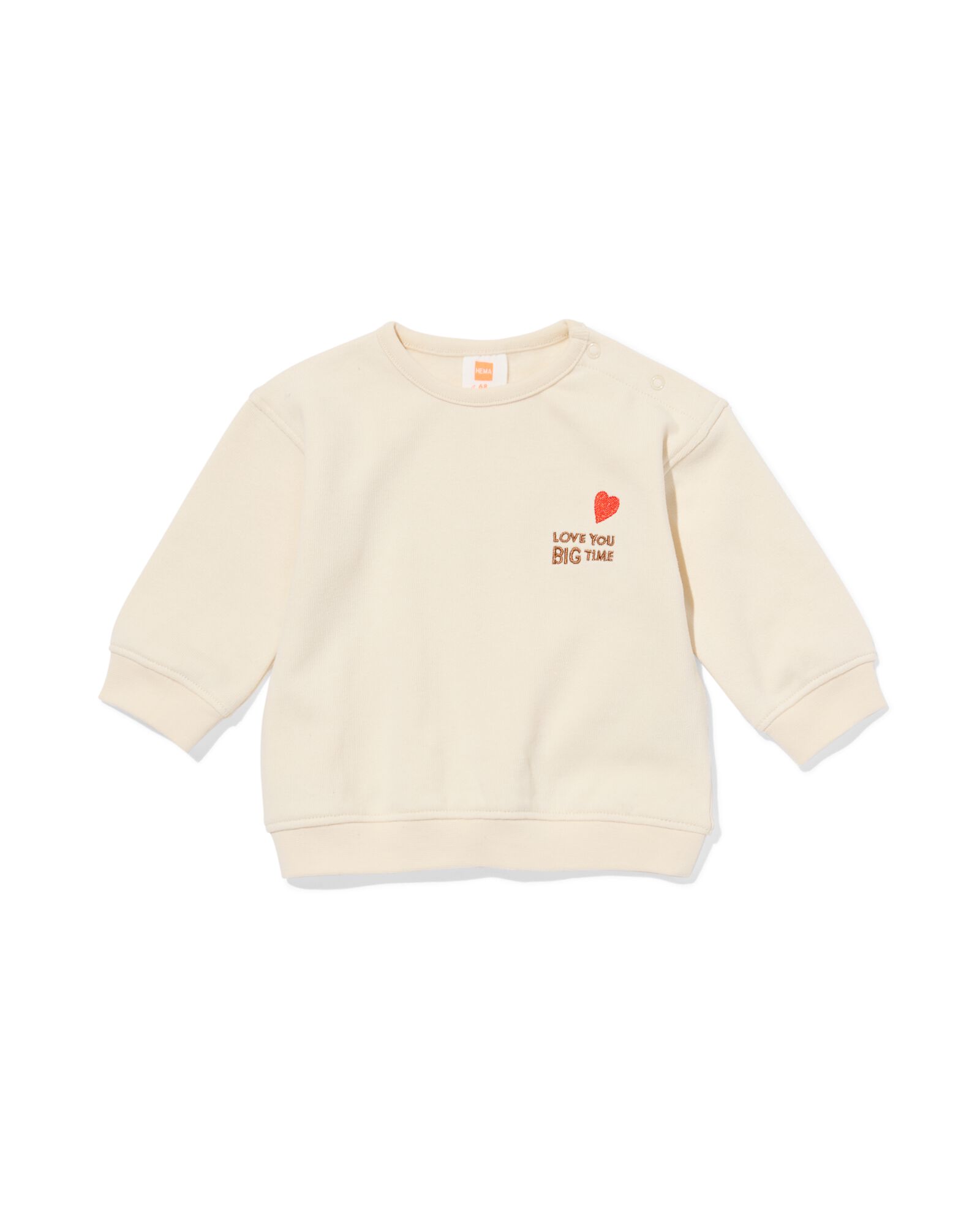 newborn sweater hartje ecru - 33443120ECRU - HEMA