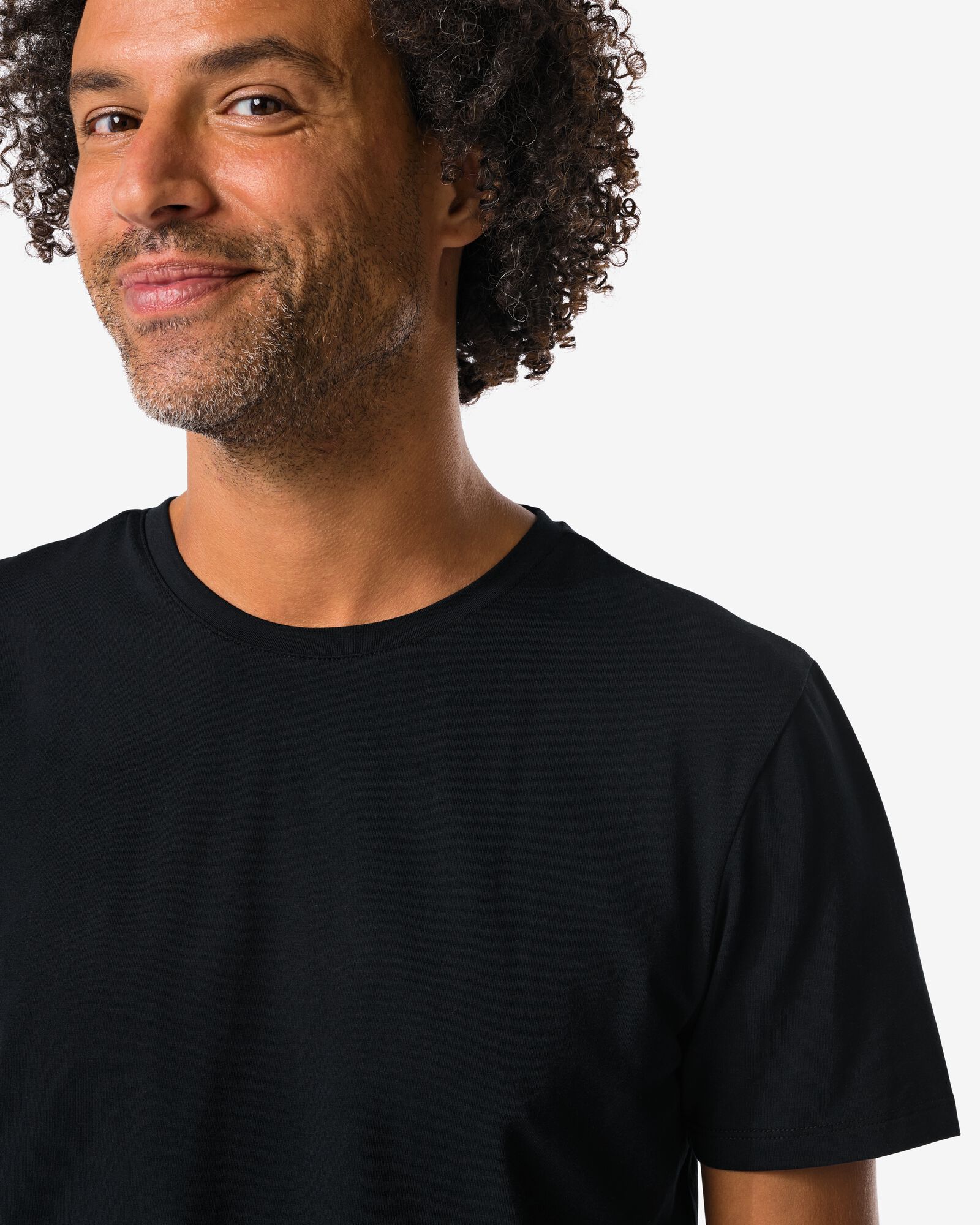 heren T-shirts slimfit o-hals - 2 stuks zwart zwart - 34290570BLACK - HEMA