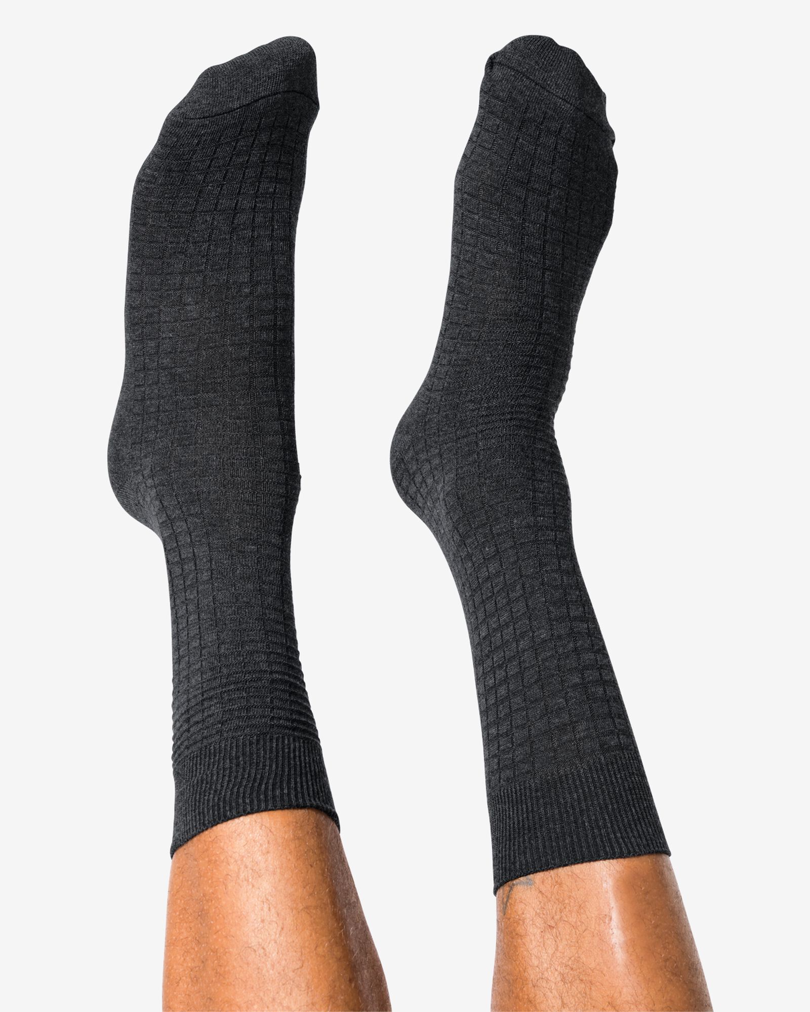 Herrensocken 1 Paar mit 3D-Karo  dunkelgrau dunkelgrau - 4104760DARKGREY - HEMA