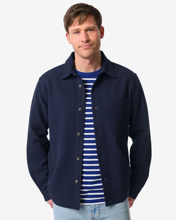 chemise homme Stef gaufre bleu moyen bleu moyen - 2101860MIDBLUE - HEMA