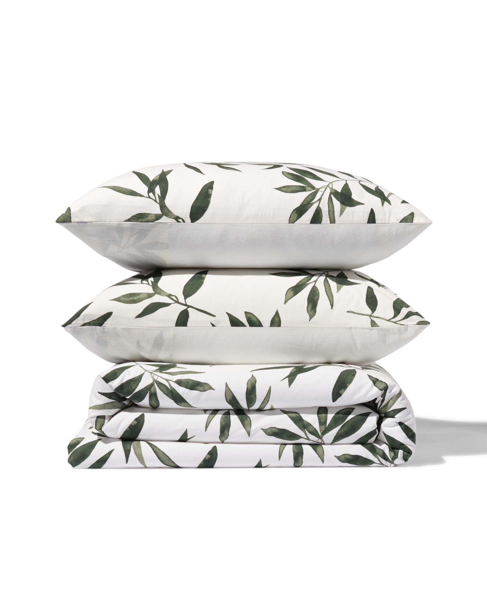 housse de couette 240x200/220cm coton doux branches d'olivier vert - 5790248 - HEMA