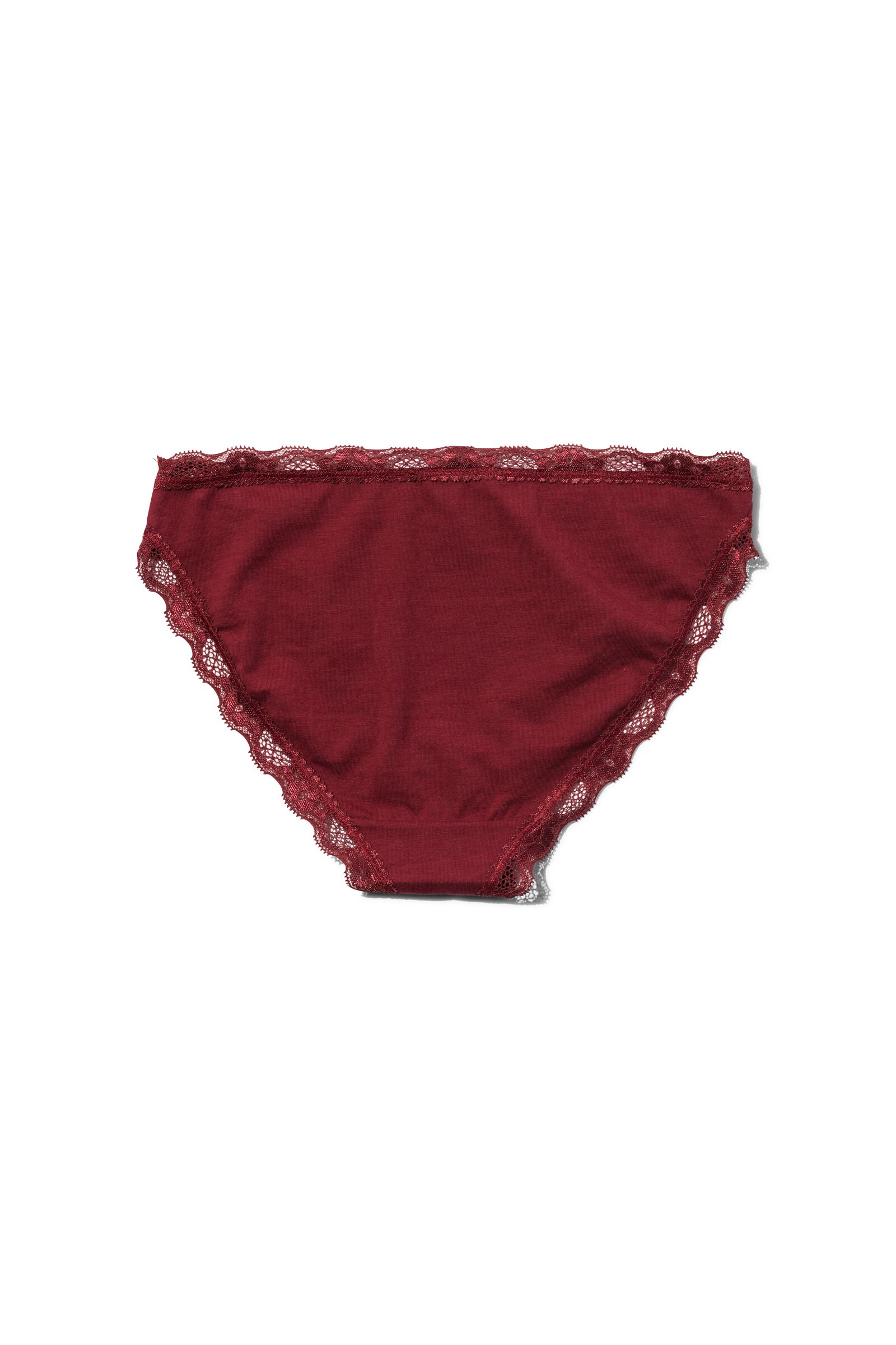slip femme coton avec dentelle rouge foncé XL - 19610440 - HEMA
