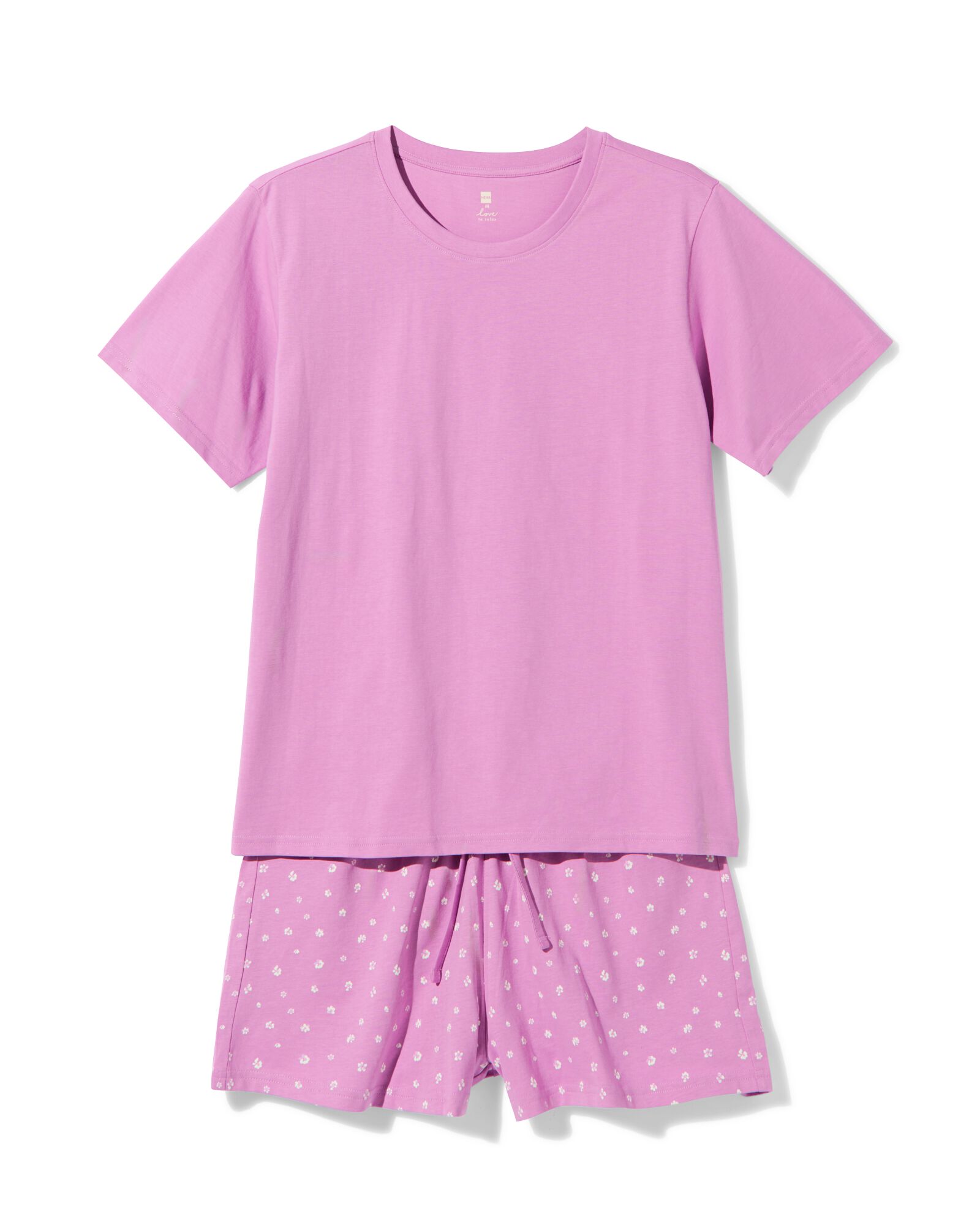 Damen-Kurz-Pyjama Jersey Blumen violett violett - 23401485PURPLE - HEMA