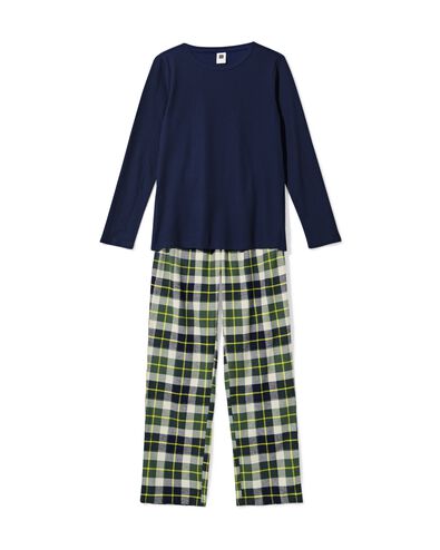 damespyjama flanel ruiten donkerblauw - 23401020DARKBLUE - HEMA