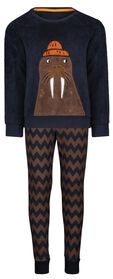 kinder pyjama fleece/katoen walrus donkerblauw donkerblauw - 1000028992 - HEMA