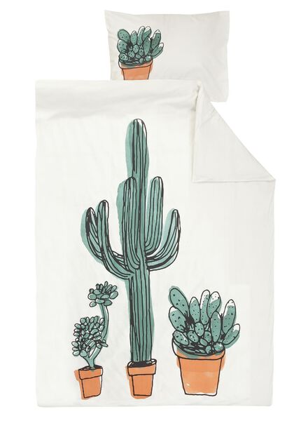 dekbedovertrek zacht katoen wit cactus
