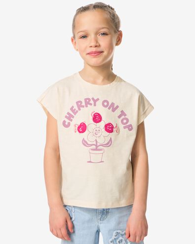 Kinder-T-Shirt mit Kirschen ecru ecru - 30843125ECRU - HEMA