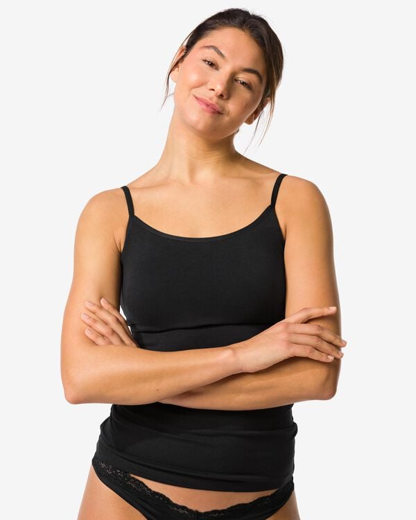 dames bh hemd met ingebouwde cups zwart zwart - 19603125BLACK - HEMA