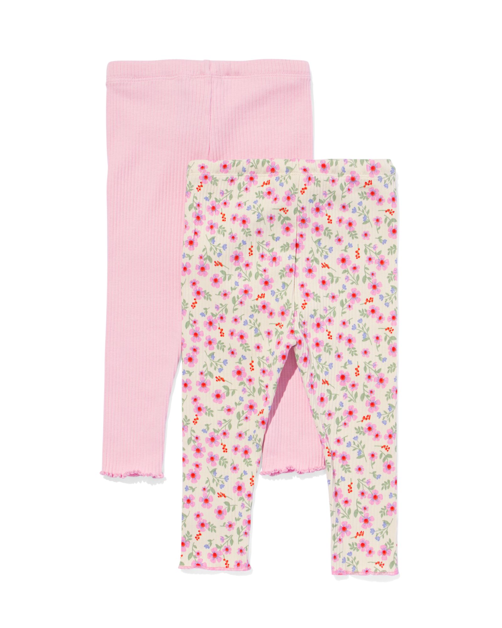 Babyleggings mit Ripp Blumen &ndash; 2 St&uuml;ck rosa - 33085360PINK - HEMA
